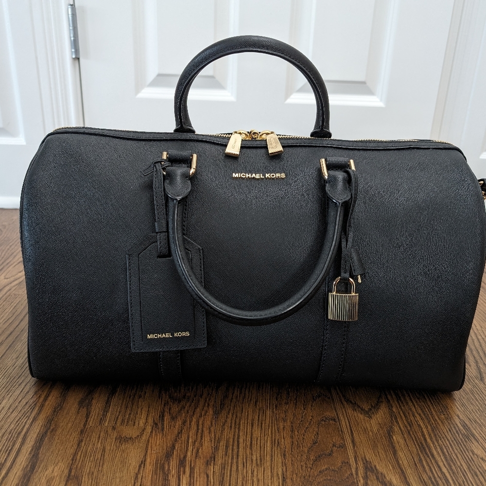 Michael Kors Black Leather Weekender Bag